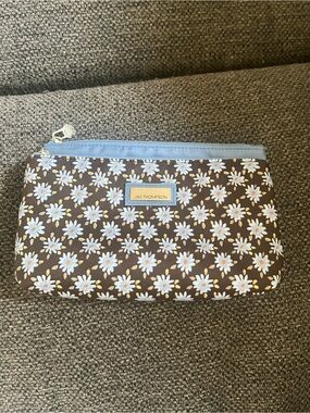 Jim Thompson Blue Floral Cosmetic Pouch